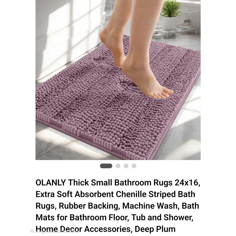 OLANLY Small Bathroom Rugs 24x16, Extra Soft Absorbent 24" X 16", Plumb
